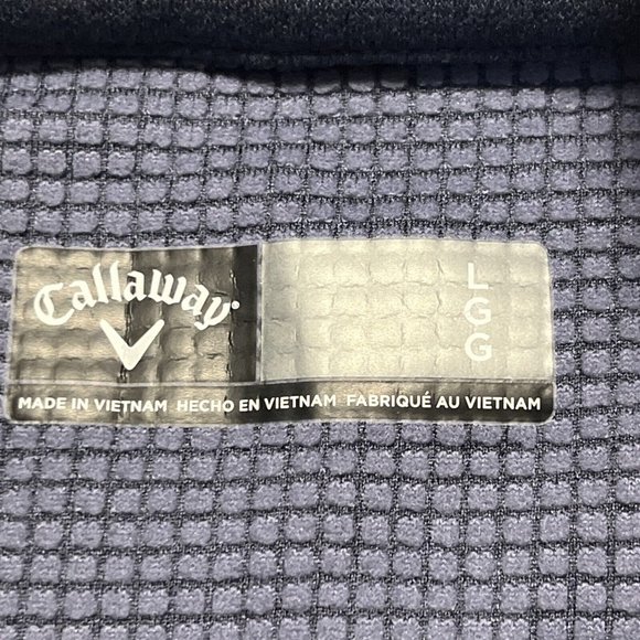 Callaway Golf Shirt Men's LNavy Blue 1/4 Zip Waffle Knit Lined Pullover Casual - Picture 6 of 7